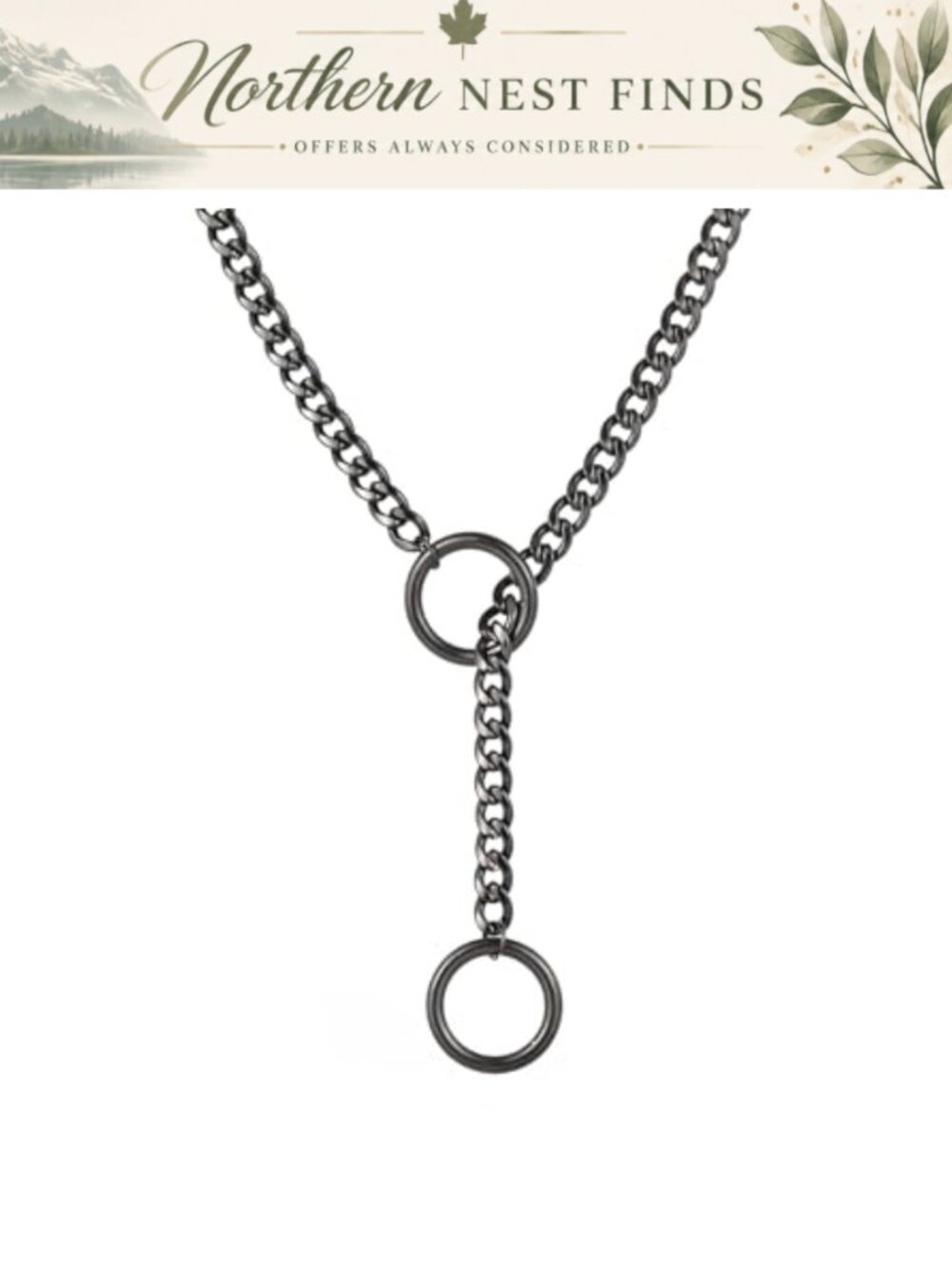 Stainless Steel Cuban Link Slip Chain Choker with Bar Pendant Gothic Punk